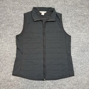 Tommy Bahama Womens Golf Tennis Vest Medium Black Zip Pockets Polyester